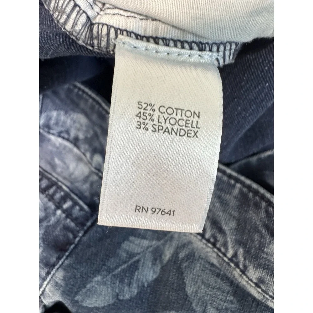 I.‎ Jill Christian Siriano Blue Leaf Print Stretch Jeans Tropical Women's Size 6